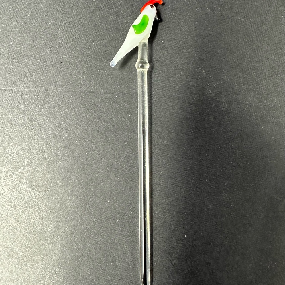 Vintage Blown Glass Cocktail Drink Stirrers Tropical Bird A2
